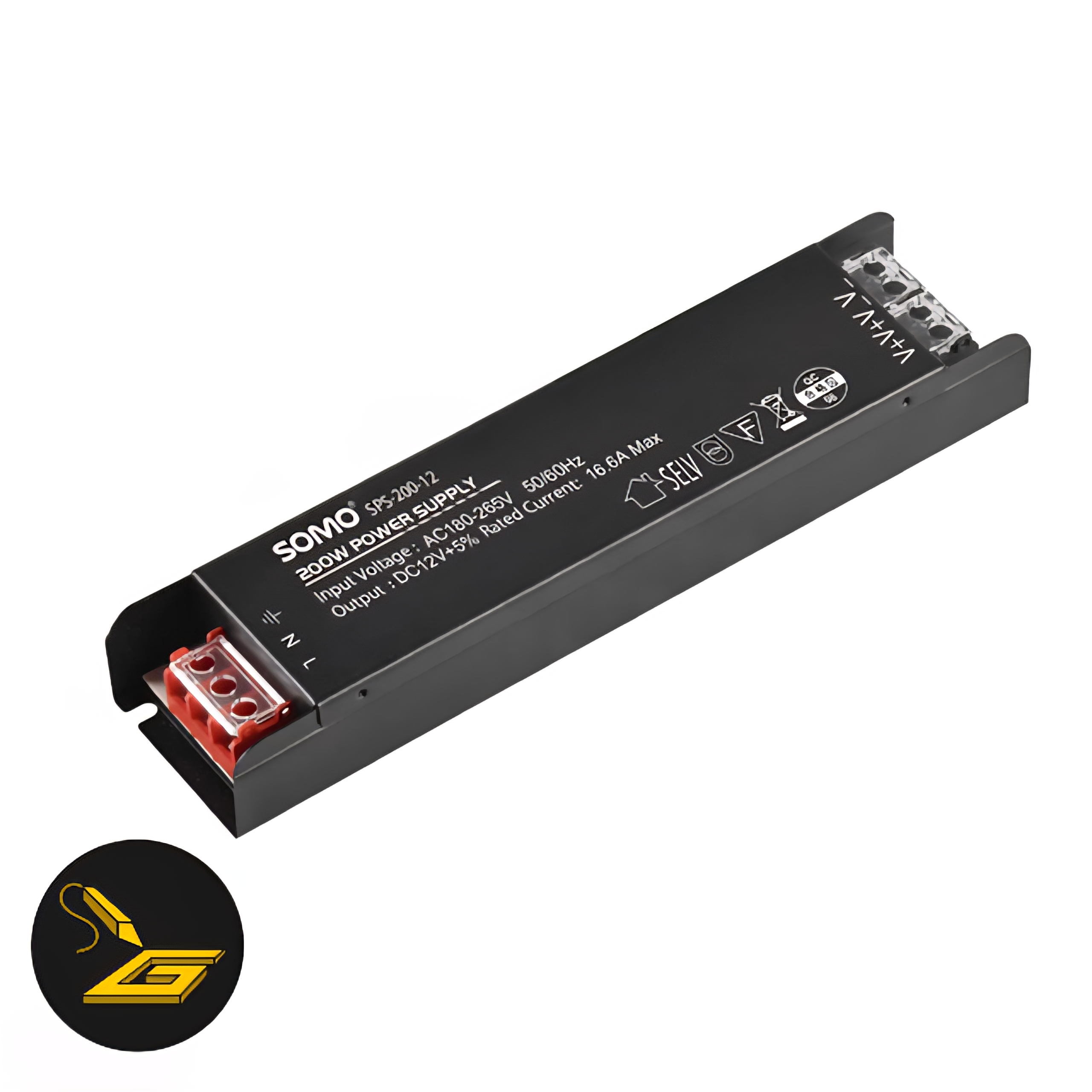 Power supply 12v 16.6A منبع تغذیه سوئیچینگ 12 ولت 16.6 آمپر سومو مدل SPS-200-12