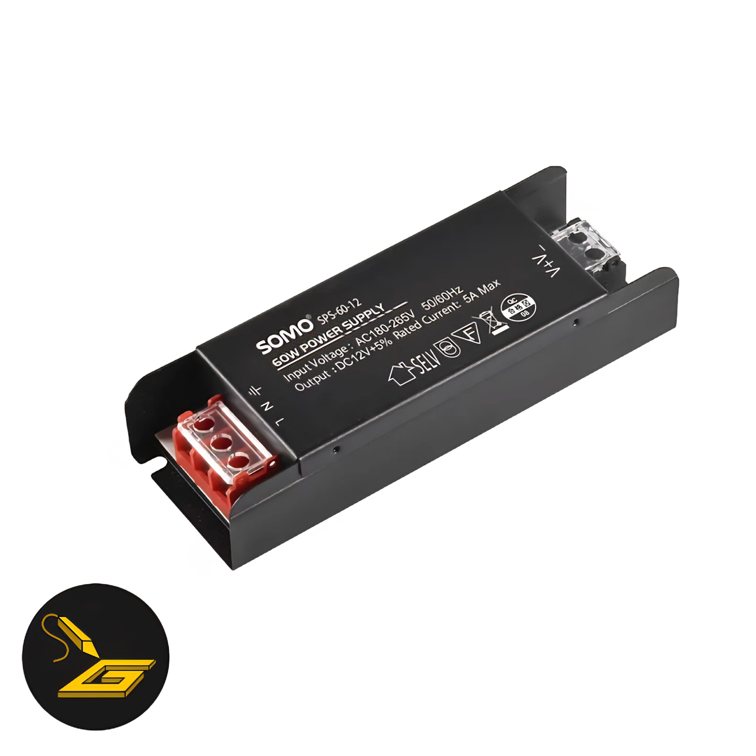 Power supply 12v منبع تغذیه سوئیچینگ 12 ولت 5 آمپر سومو مدل SPS-60-12