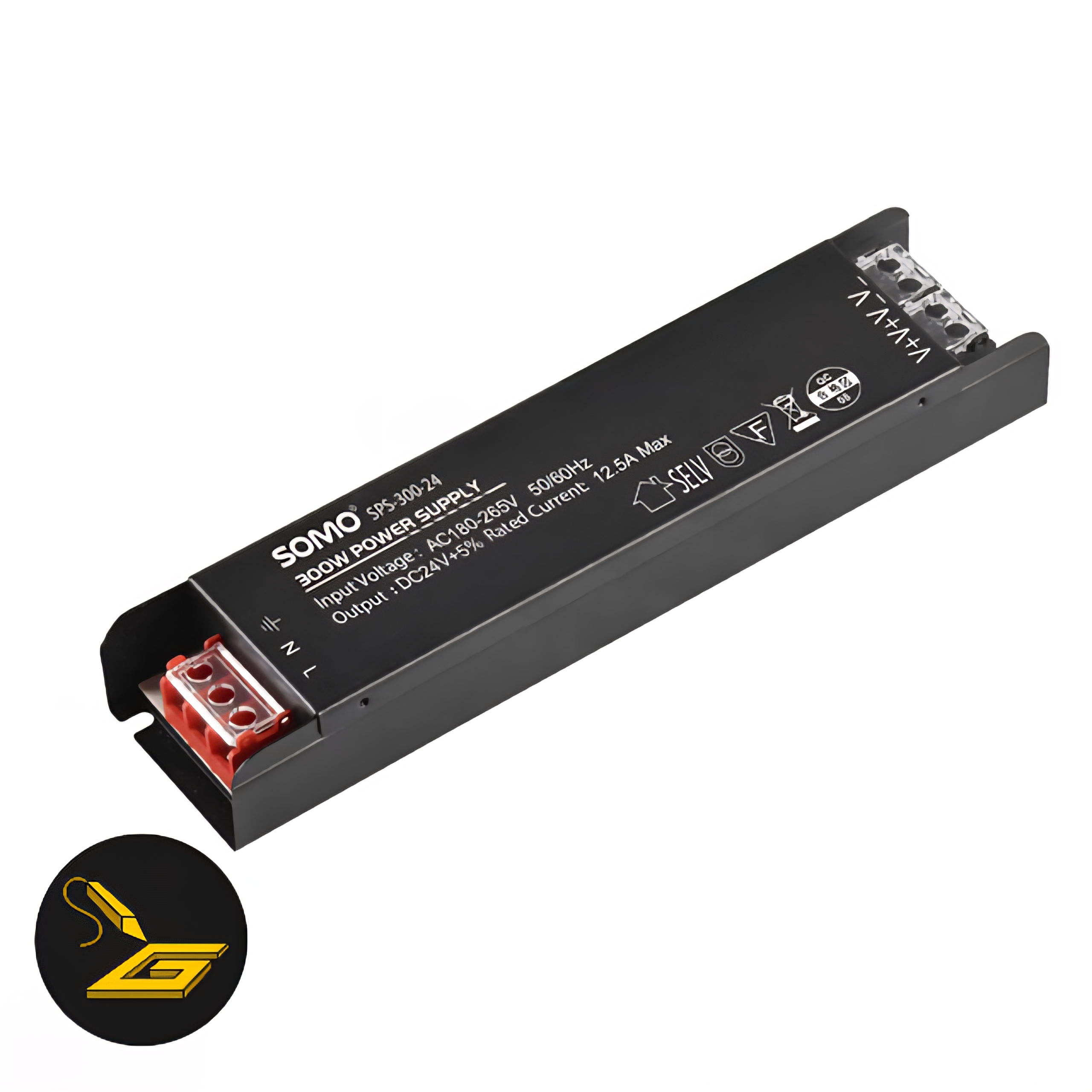 Power supply 24V. 12.5A منبع تغذیه سوئیچینگ 24 ولت 12.5 آمپر سومو مدل SPS-300-24